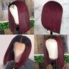 perruque femme Bob Lace Wig naturelle lisse, cheveux