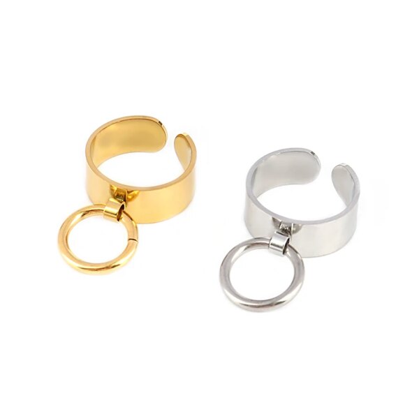 32785-88f8a7.jpg Bague fantaisie femme en Acier Inoxydable, Anneau Large de Punk Géométrique Rond Ouvert