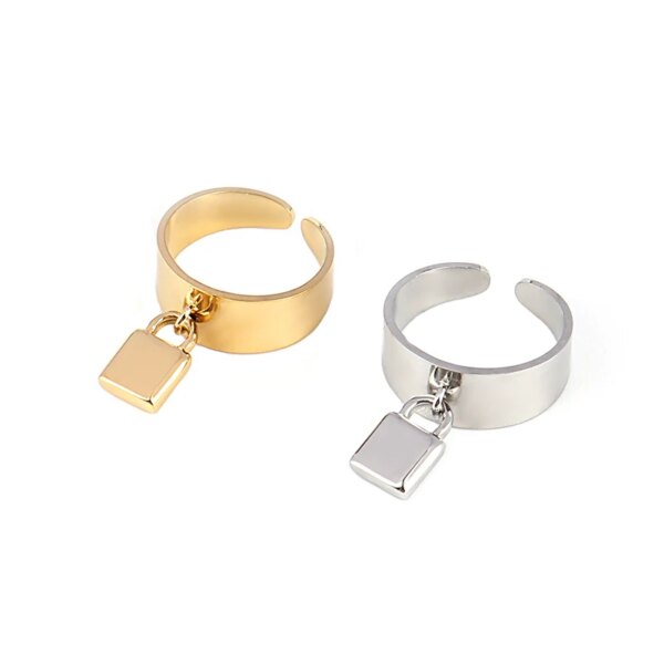 Bague fantaisie femme en Acier Inoxydable, Anneau Large de Punk Géométrique Rond Ouvert