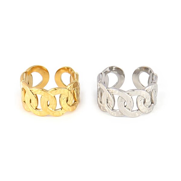 Bague fantaisie femme en Acier Inoxydable, Anneau Large de Punk Géométrique Rond Ouvert