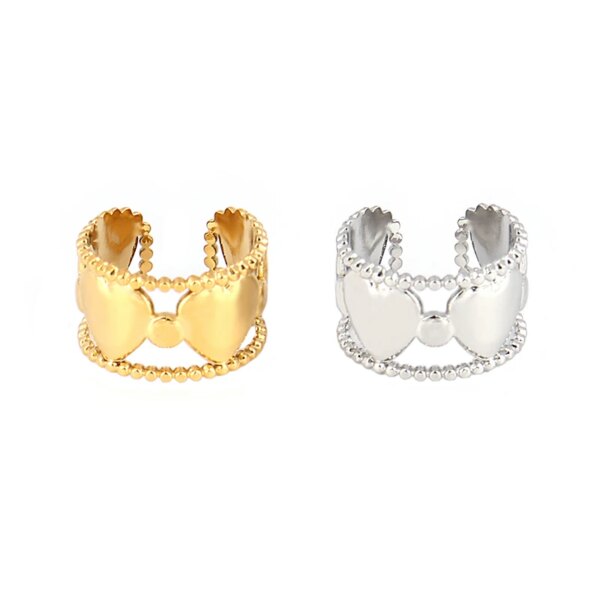 Bague fantaisie femme en Acier Inoxydable, Anneau Large de Punk Géométrique Rond Ouvert