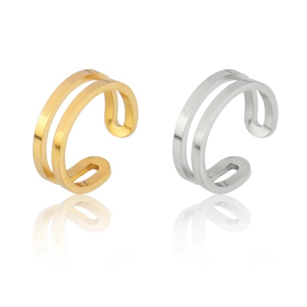 Bague fantaisie femme en Acier Inoxydable, Anneau Large de Punk Géométrique Rond Ouvert