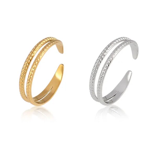 Bague fantaisie femme en Acier Inoxydable, Anneau Large de Punk Géométrique Rond Ouvert