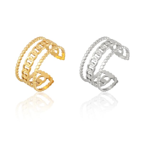 Bague fantaisie femme en Acier Inoxydable, Anneau Large de Punk Géométrique Rond Ouvert