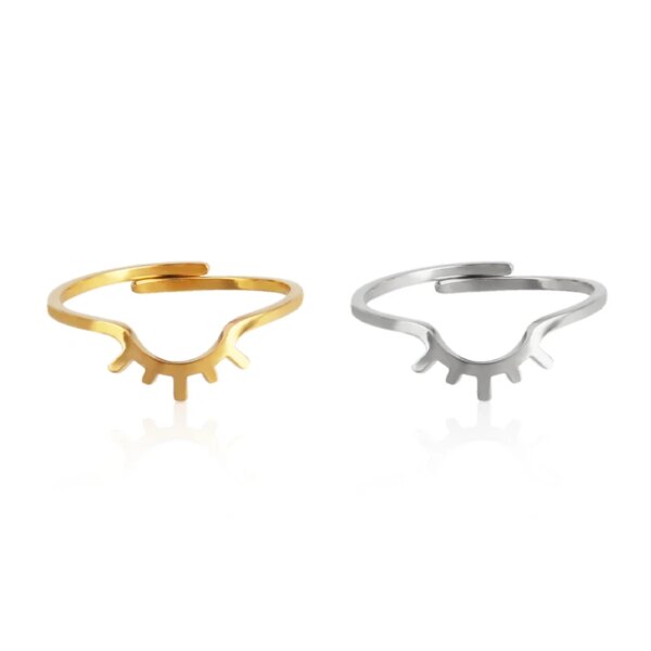 Bague fantaisie femme en Acier Inoxydable, Anneau Large de Punk Géométrique Rond Ouvert