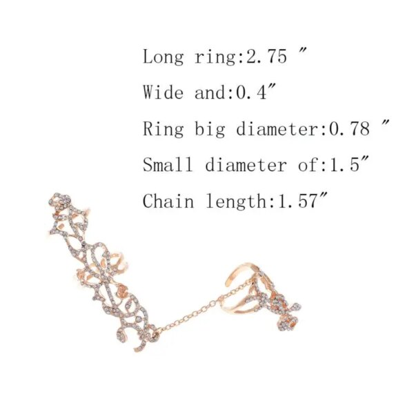 Bague fantaisie femme – anneau à maillons avec chaîne et strass