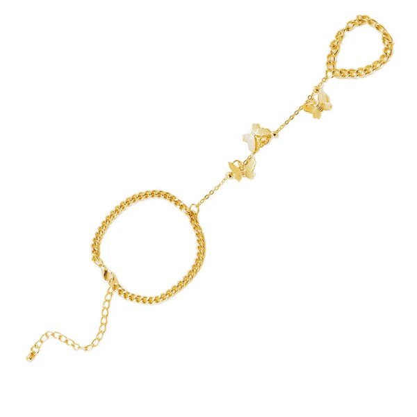 Bague fantaisie femme – anneau à maillons avec chaîne et strass