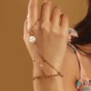 Bague fantaisie femme – anneau à maillons avec chaîne et strass