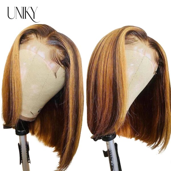 perruque femme Bob Lace Wig naturelle lisse, cheveux