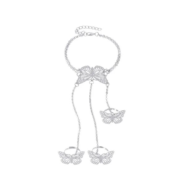 Bague fantaisie femme – anneau à maillons avec chaîne et strass