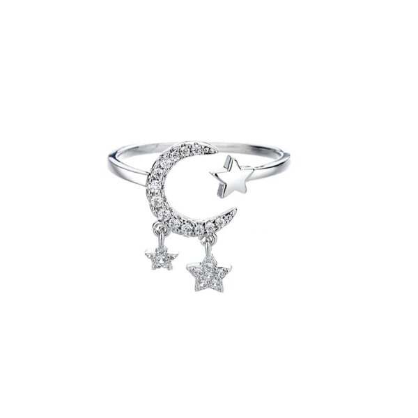 Bague fantaisie femme en argent Sterling 925 avec pompon lune pour femme
