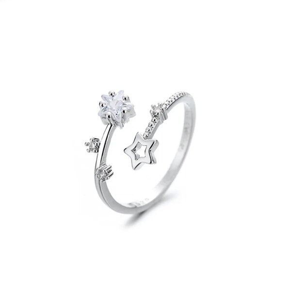 Bague fantaisie femme en argent Sterling 925 avec pompon lune pour femme