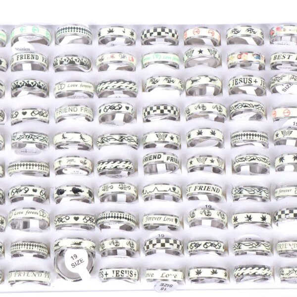 Bague fantaisie femme 20 pcs/lot Mode Classique Creux Rayure Lumineuse Hommes Femmes