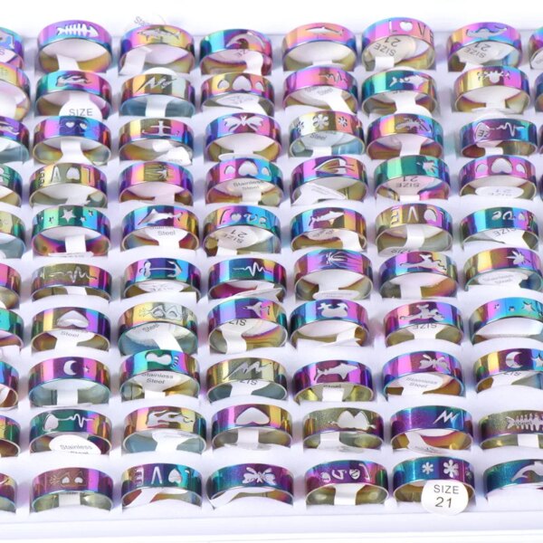 Bague fantaisie femme 20 pcs/lot Mode Classique Creux Rayure Lumineuse Hommes Femmes