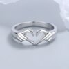 Bague de promesse de Couple en acier avec Double cœur gravé, 2 pièces, bijoux de mode