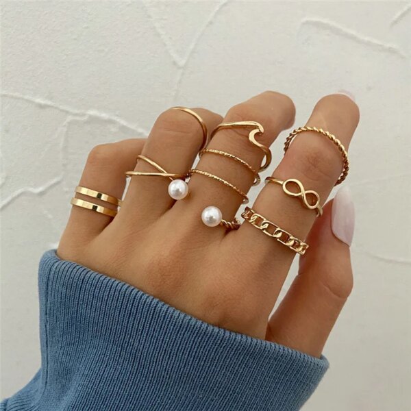 Bague fantaisie femme ensemble de bagues en forme de cœur pour femmes, Vintage