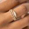 Bague fantaisie femme Hip Hop élégante de couleur or pour femmes