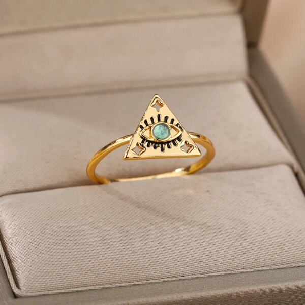 Bague fantaisie femme porte-bonheur mauvais œil bleu turc pour femmes