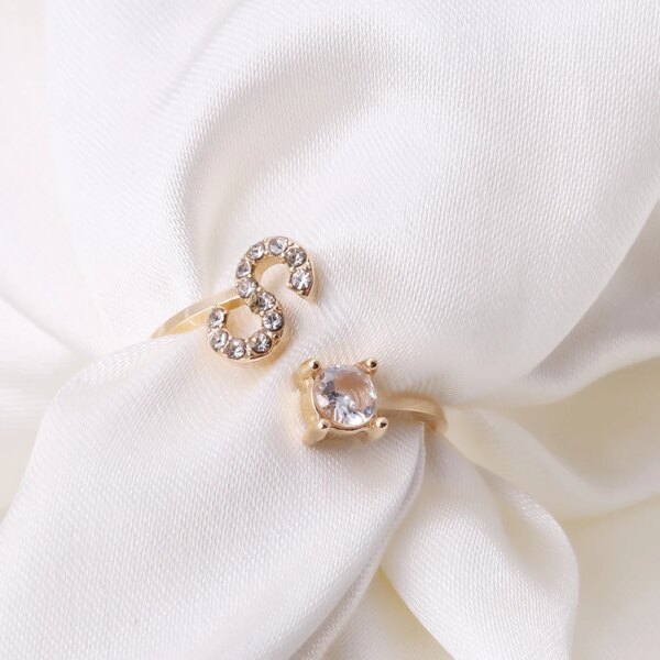 Bague fantaisie femme ouvertes ajustables avec lettres pour hommes et femmes
