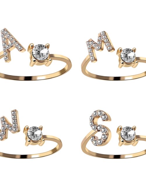 Bague fantaisie femme ouvertes ajustables avec lettres pour hommes et femmes