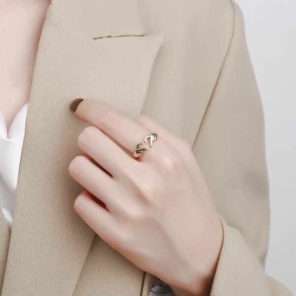 Bague fantaisie femme de mode romantique en forme de cœur pour femme, bijou de Couple