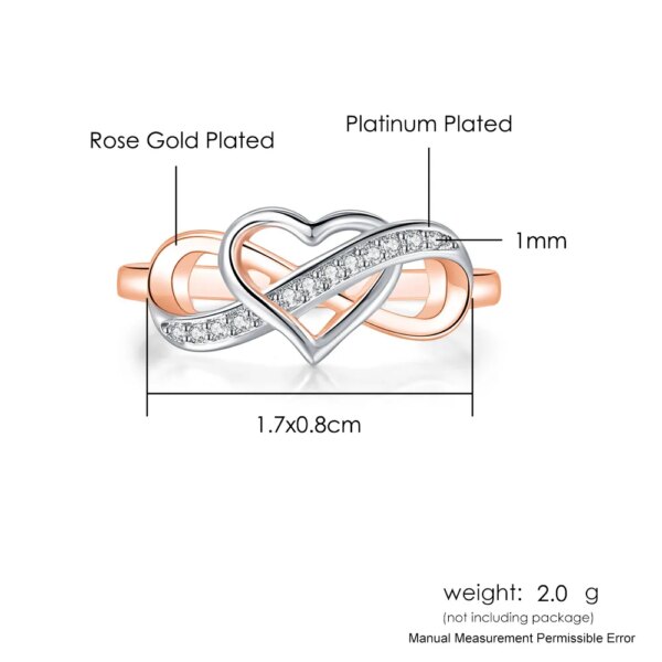 Bague de fiançailles femme d'amour de Couple infini pour femmes, bijou délicat Double couleur