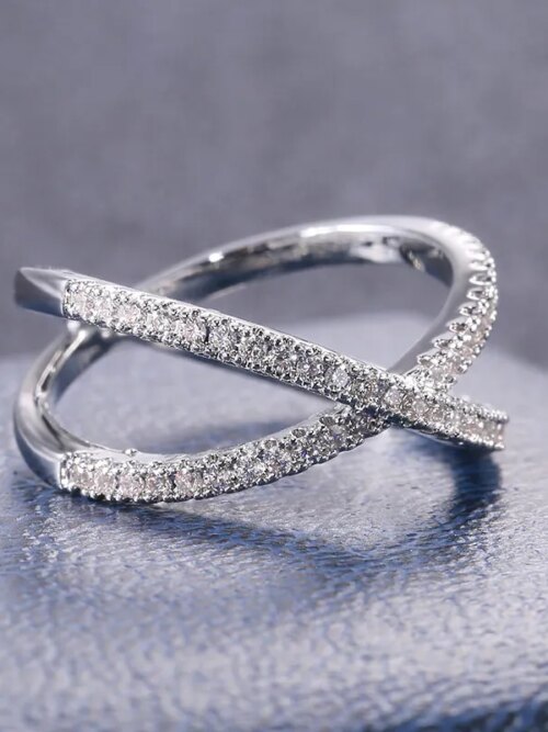 Bague fantaisie femme en forme de X en croix pour femmes, couleur argent, bijoux élégants et simples, offre spéciale