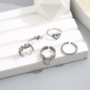 Bague fantaisie femme en forme de cœur géométrique pour femmes, ensemble de 5 pièces