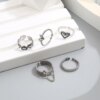 Bague fantaisie femme en forme de cœur géométrique pour femmes, ensemble de 5 pièces