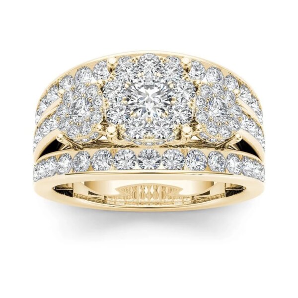 Bague de fiançailles de femme Ensemble de bagues de mariée, couleur or de luxe, forme géométrique