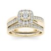 Bague de fiançailles de femme Ensemble de bagues de mariée, couleur or de luxe, forme géométrique