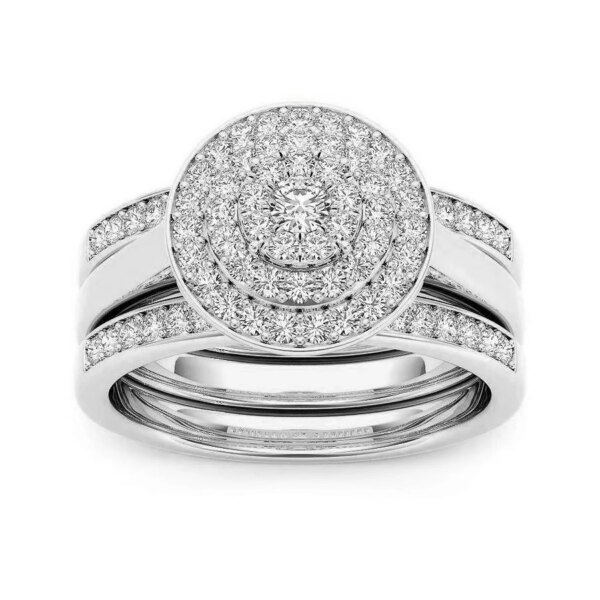 Bague de fiançailles de femme Ensemble de bagues de mariée, couleur or de luxe, forme géométrique