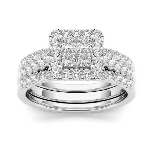 33861-c19583.jpg Bague de fiançailles de femme Ensemble de bagues de mariée, couleur or de luxe, forme géométrique