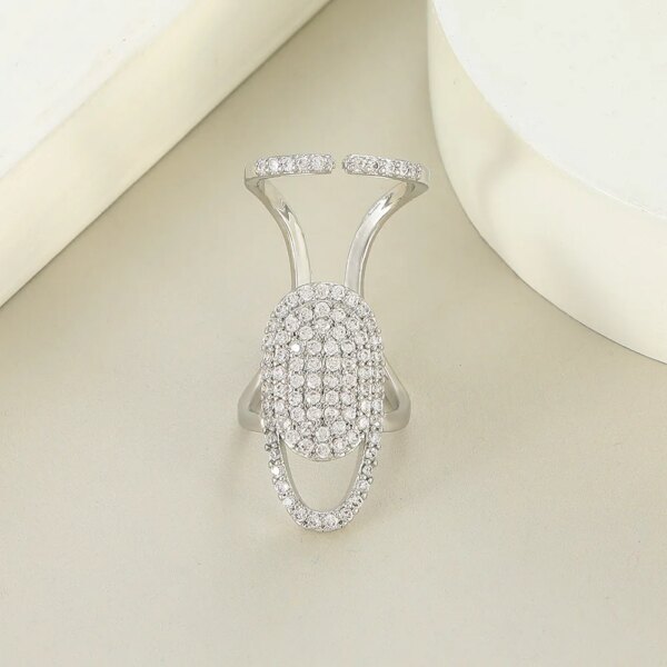 Bague fantaisie femme d'ongle en Zircon incrusté de cuivre, anneau de manucure plaqué or pour femmes