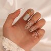 Bague fantaisie femme d'ongle en Zircon incrusté de cuivre, anneau de manucure plaqué or pour femmes