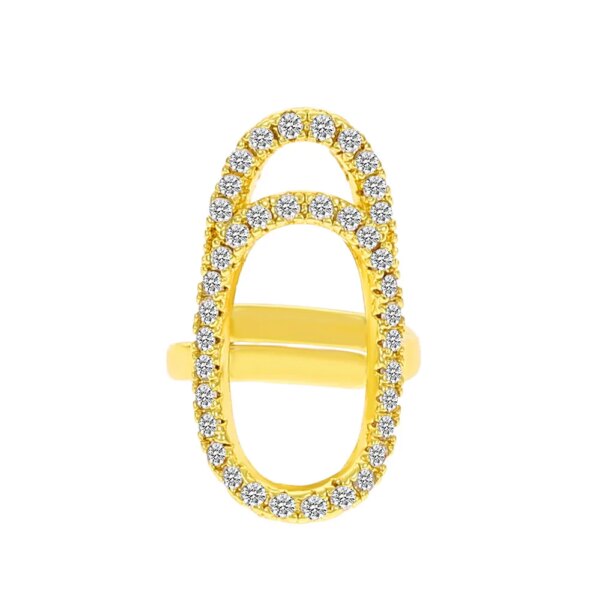 Bague fantaisie femme d'ongle en Zircon incrusté de cuivre, anneau de manucure plaqué or pour femmes