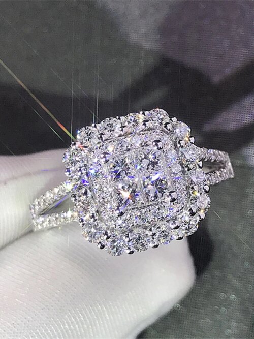 Bague fantaisie femme Magnifique bague de mariage pour femme, forme carrée