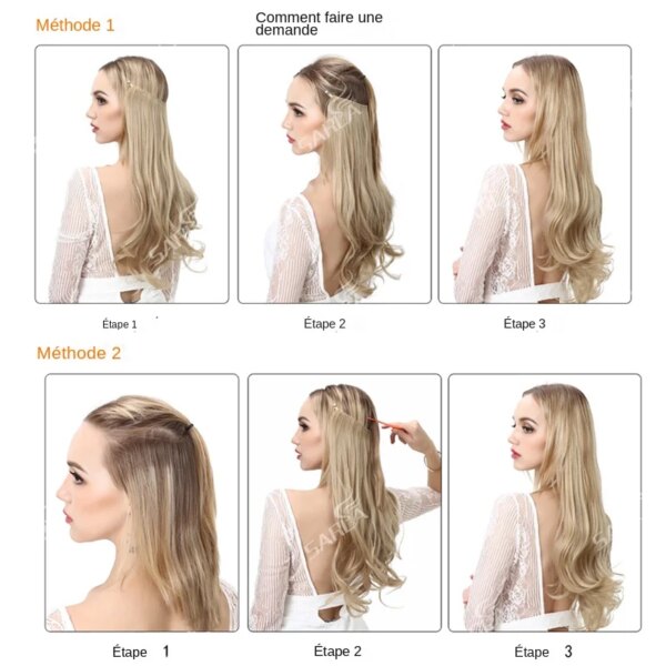 extension cheveux synthétique sans Clip, postiche Ombre SARLA artificielle naturelle