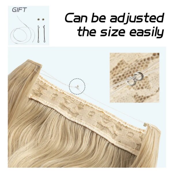 extension cheveux Synthétique Naturelles sans Clip, Faux Cheveux Artificiels Ondulés