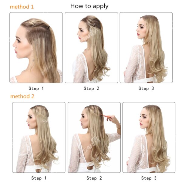 extension cheveux Synthétique Naturelles sans Clip, Faux Cheveux Artificiels Ondulés