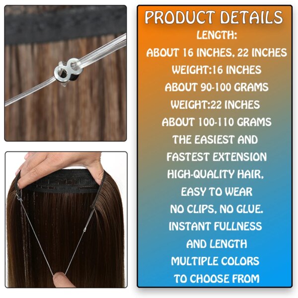 34319-2d960e.jpg perruque synthétique naturelle sans Clips, postiche synthétique longue et lisse