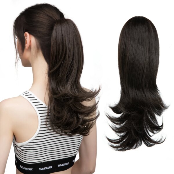 extension cheveux Synthétiques à Pince avec Bande Élastique, Fausse Queue de Cheval