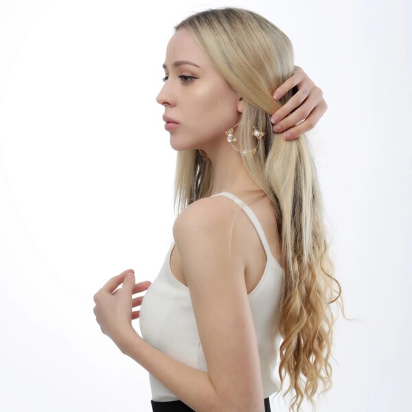 Perruque synthetique à cinq calories, faux cheveux naturels, sans piste