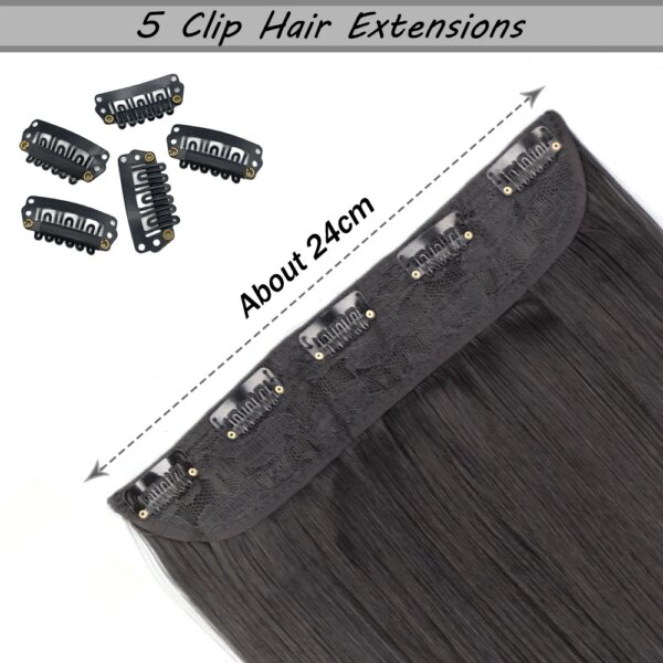Extension cheveux synthétiques à 5 clips, postiche longue et lisse