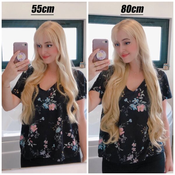 Extension cheveux synthétiques à 5 clips, postiche longue et lisse