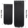 Extension cheveux synthétiques à 5 clips, postiche longue et lisse