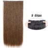 Extension cheveux synthétiques à 5 clips, postiche longue et lisse