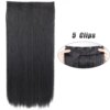 Extension cheveux synthétiques à 5 clips, postiche longue et lisse