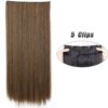 Extension cheveux synthétiques à 5 clips, postiche longue et lisse
