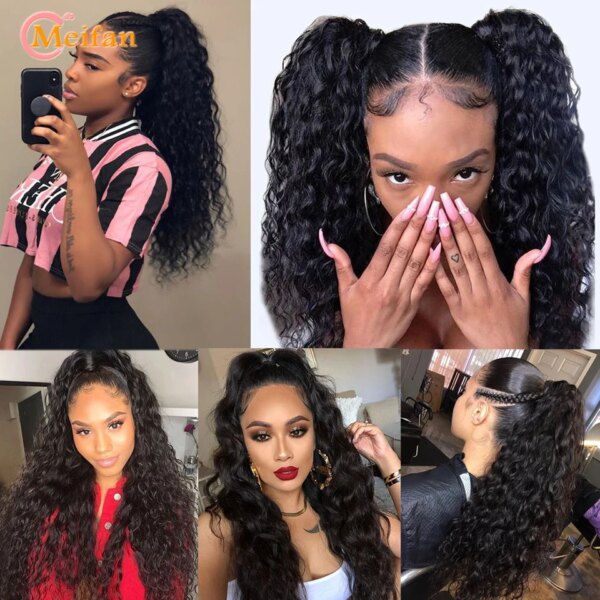 extension cheveux synthétiques, postiche Afro longue, crépue et bouclée, queue de cheval avec pince à cordon